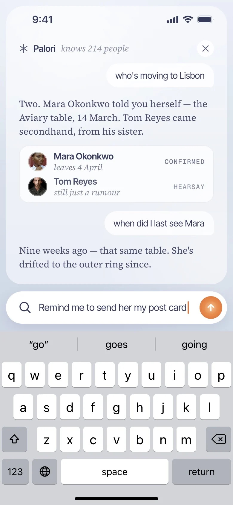 Preview of the Palori app